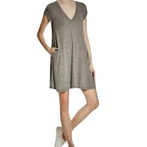 Current/Elliot Trapeze T-Shirt Dress Sz SMALL Heather Gray Cap Sleeves V-neck
